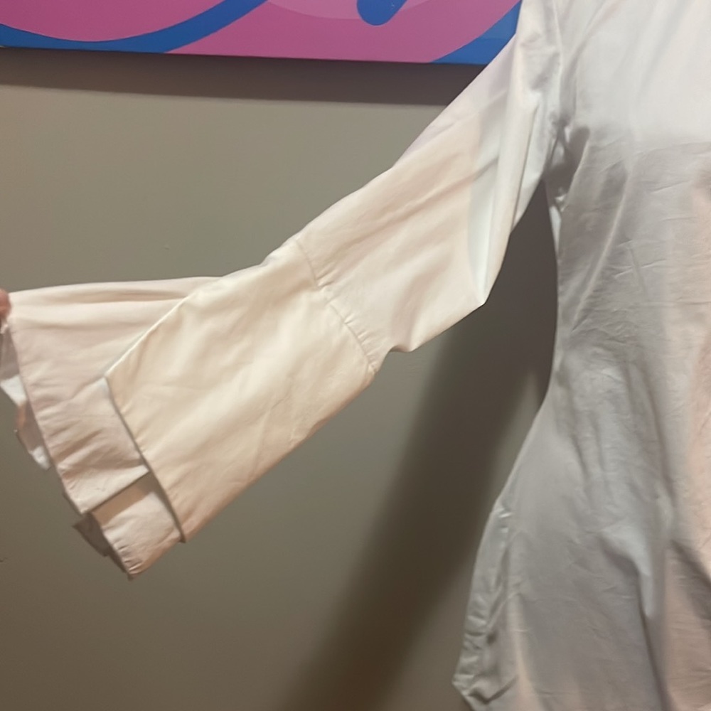 Zara White Long Sleeve Tunic Top Shirt - Picture 4 of 10